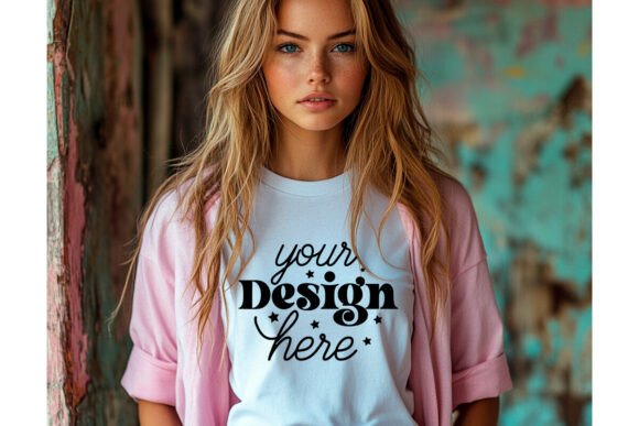 Bella Canvas 3001 White Shirt Mockup 27 for Product Mockups and Graphics