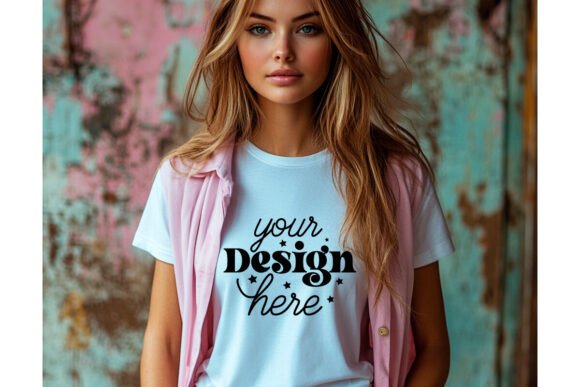 Bella Canvas 3001 White Shirt Mockup 28 for Product Mockups and Graphics