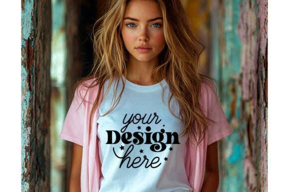 Bella Canvas 3001 White Shirt Mockup 41 for Product Mockups and Graphics