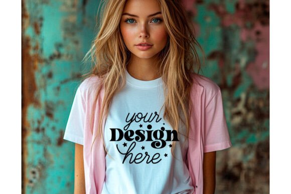 Bella Canvas 3001 White Shirt Mockup 63 for Product Mockups and Graphics