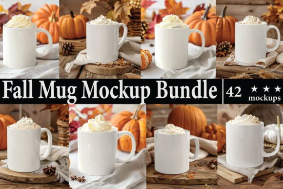 Fall Mug Mockup Bundle for Product Mockups and Graphics