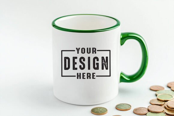 Green Accent Handle Mug Mockup for Product Mockups and Graphics