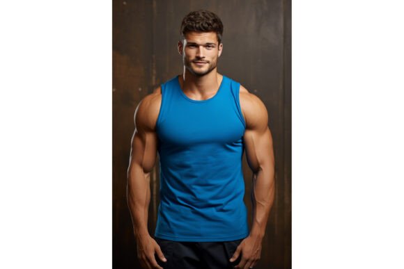 Male Wearing Blue Tank Top Mockup Review